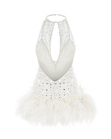 HANDMADE SEQUINED MINI DRESS WITH OSTRICH FEATHER DETAILS