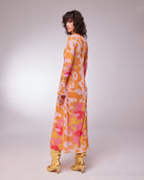 MULTICOLOUR KIMONO WITH FLOWER SHAPED ACCESSORY