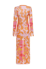 MULTICOLOUR KIMONO WITH FLOWER SHAPED ACCESSORY