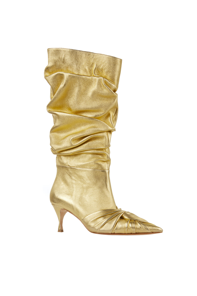 GOLD LEATHER OVERSIZE BOOTS